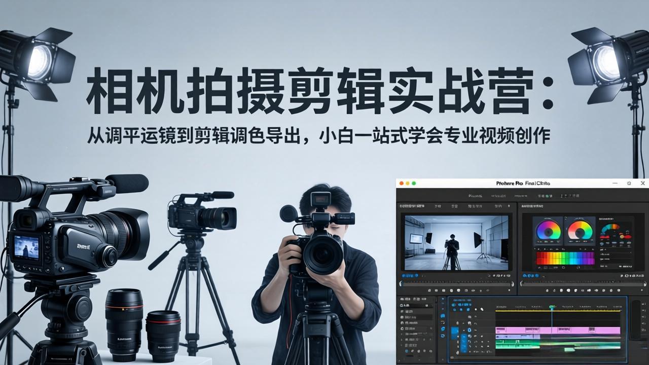 相机拍摄剪辑实战营：从调平运镜到剪辑调色导出，小白一站式学会专业视频创作-源创文化-无心创作