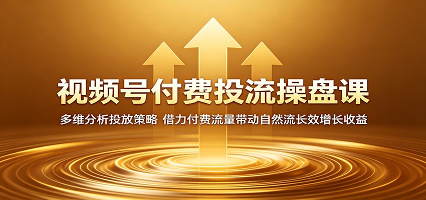 视频号付费投流操盘课：多维分析投放策略，借力付费流量带动自然流长效增长收益-源创文化-无心创作