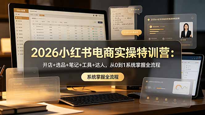 2026小红书电商实操特训营：开店+选品+笔记+工具+达人，从0到1系统掌握全流程-源创文化-无心创作