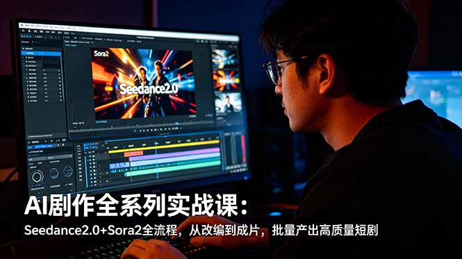 AI剧作全系列实战课：Seedance2.0+Sora2全流程，从改编到成片，批量产出高质量短剧-源创文化-无心创作