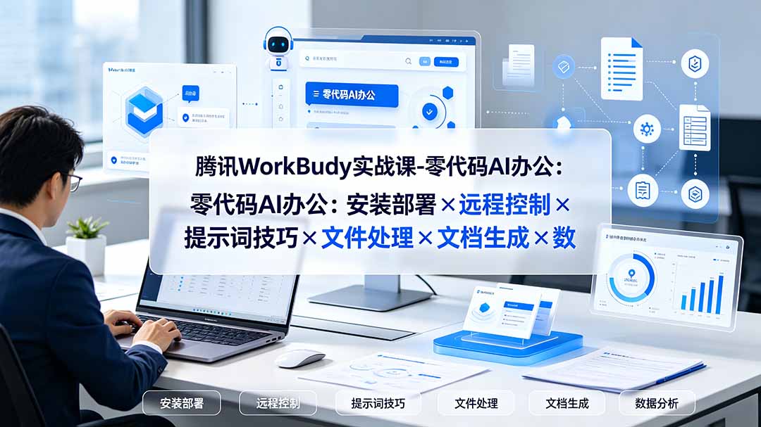 腾讯WorkBuddy实战课-零代码AI办公：安装部署×远程控制×提示词技巧×文件处理×文档生成×数据分析-源创文化-无心创作