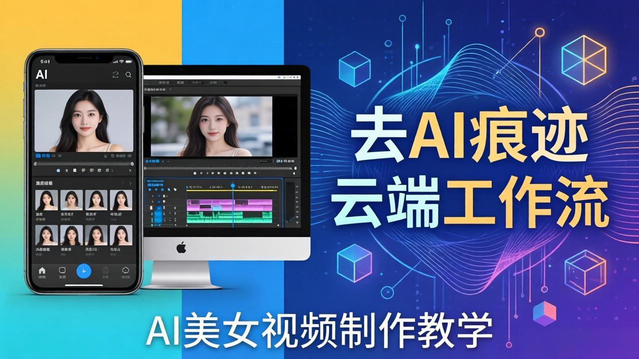 AI美女视频制作教学：去AI痕迹，云端工作流出图，手机电脑均可，不需要配置-源创文化-无心创作
