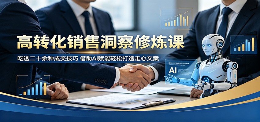 高转化销售洞察修炼课：吃透二十余种成交技巧，借助AI赋能轻松打造走心文案-源创文化-无心创作