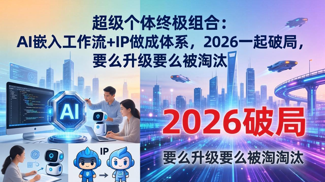 超级个体终极组合：AI嵌入工作流+IP做成体系，2026一起破局，要么升级要么被淘汰-源创文化-无心创作