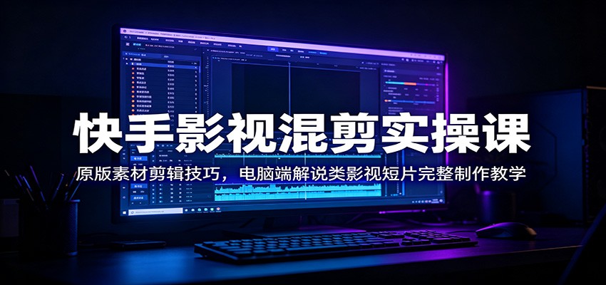 快手影视混剪实操课：原版素材剪辑技巧，电脑端解说类影视短片完整制作教学-源创文化-无心创作