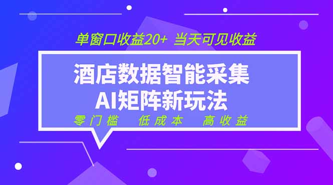 2026酒店数据采集ai智能矩阵新风口  低成本   高收益   当天见收益   单窗口20+-源创文化-无心创作