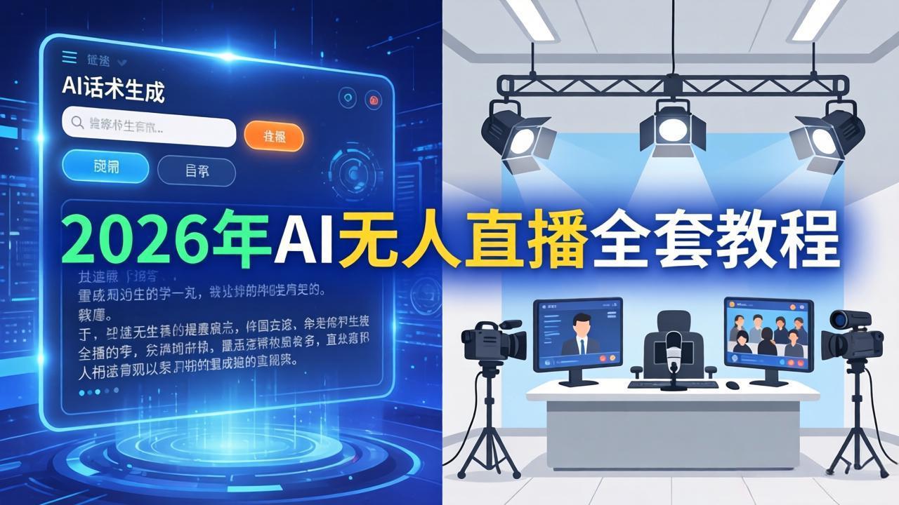 2026年AI无人直播全套教程：OBS安装+软件配置+直播间搭建+话术生成+一键开播实操-源创文化-无心创作