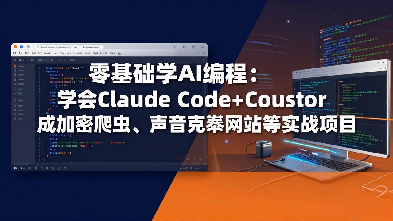 零基础学AI编程：学会Claude Code+Cursor完成加密爬虫、声音克隆网站等实战项目-源创文化-无心创作