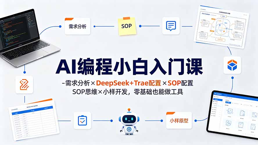 AI编程小白入门课-需求分析×DeepSeek+Trae配置×SOP思维×小样开发，零基础也能做工具-源创文化-无心创作