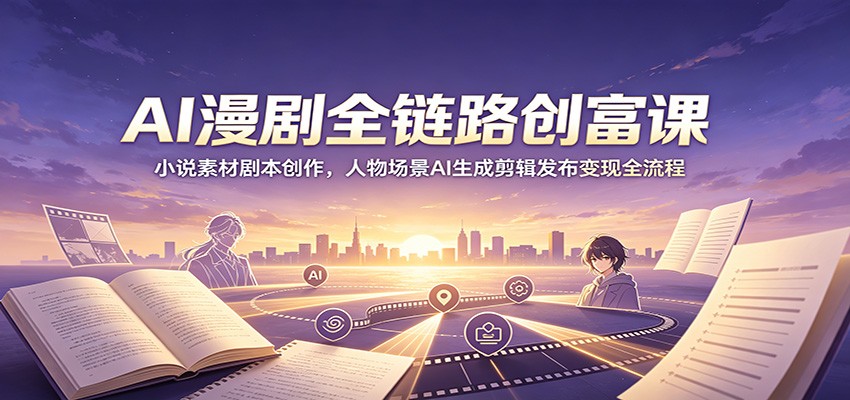 AI漫剧全链路创富课：小说素材剧本创作，人物场景AI生成剪辑发布变现全流程-源创文化-无心创作