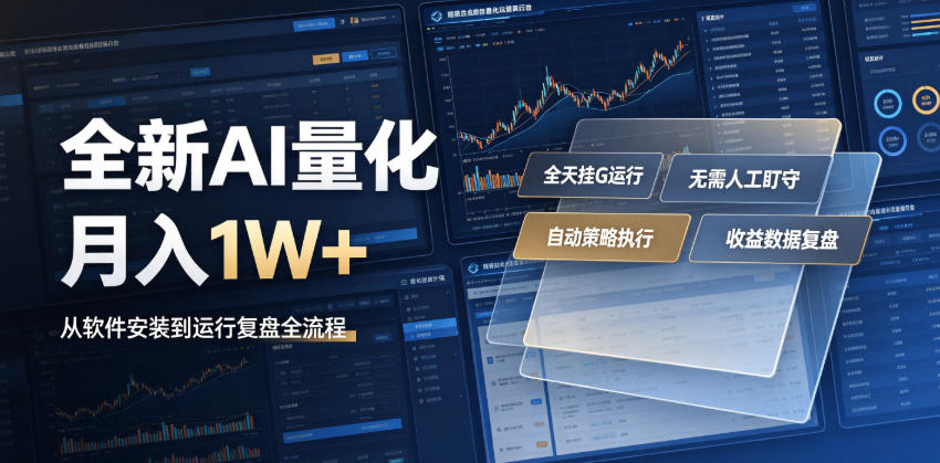 全新AI量化月入1W+，一台电脑全天挂G运行，不用盯不用操作，懒人专属副业！【揭秘】-源创文化-无心创作