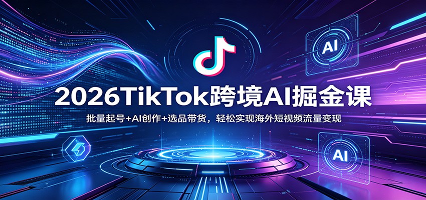 2026TikTok跨境AI掘金课：批量起号+AI创作+选品带货，轻松实现海外短视频流量变现-源创文化-无心创作