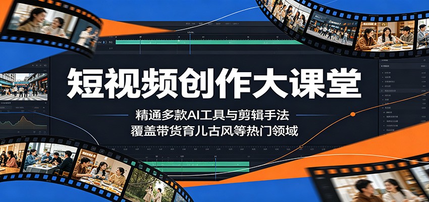 短视频创作大课堂：精通多款AI工具与剪辑手法，覆盖带货、育儿、古风等热门领域-源创文化-无心创作