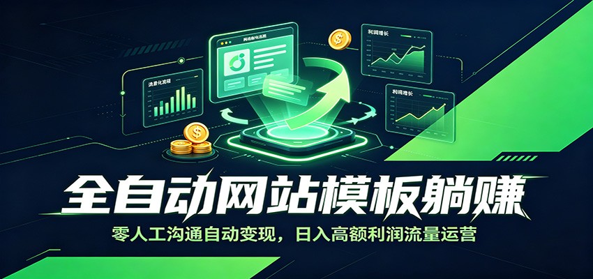 全自动网站模板躺赚：零人工沟通自动变现，日入高额利润流量运营-源创文化-无心创作