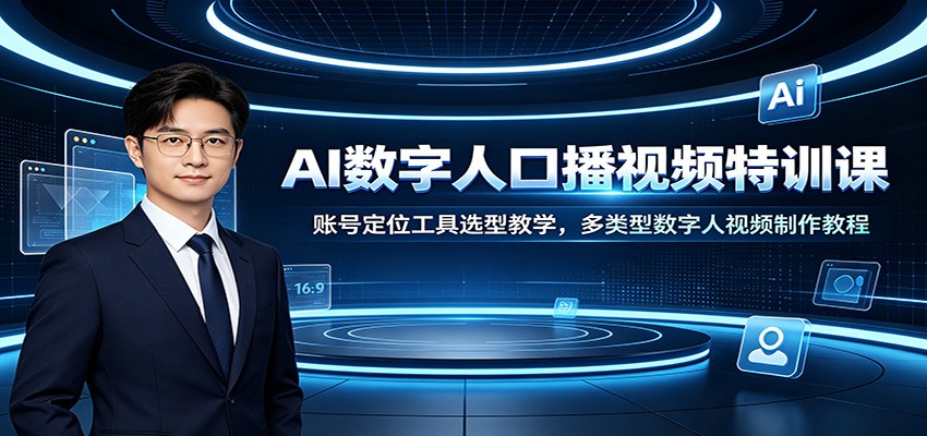 AI数字人口播视频特训课：账号定位工具选型教学，多类型数字人视频制作教程-源创文化-无心创作