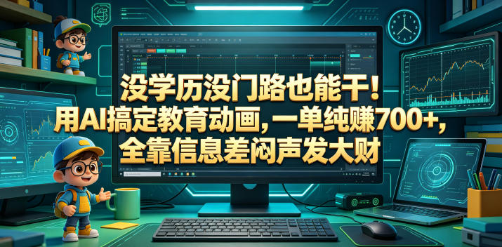 没学历没门路也能干！用AI搞定教育动画，一单纯賺700+，全靠信息差闷声发大财【揭秘】-源创文化-无心创作
