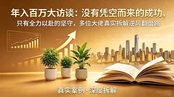 年入百万大访谈-更新：没有凭空而来的成功，只有全力以赴的坚守，多位大佬真实拆解逆风翻盘路-源创文化-无心创作