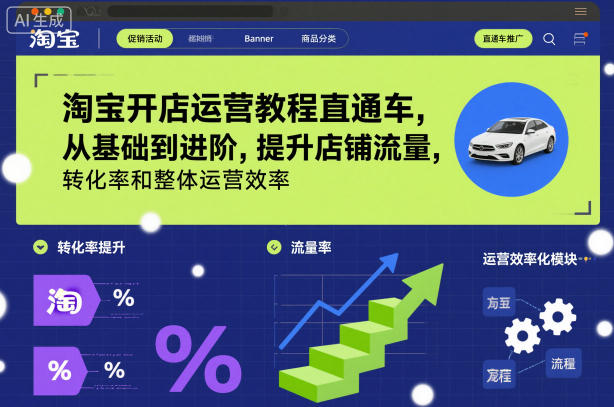 淘宝开店运营教程直通车，从基础到进阶，提升店铺流量，转化率和整体运营效率(更新26年4月20日)-源创文化-无心创作