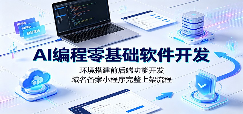 AI编程零基础软件开发：环境搭建前后端功能开发，域名备案小程序完整上架流程-源创文化-无心创作