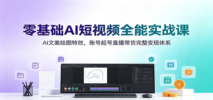 零基础AI短视频全能实战课：AI文案绘图特效，账号起号直播带货完整变现体系-源创文化-无心创作