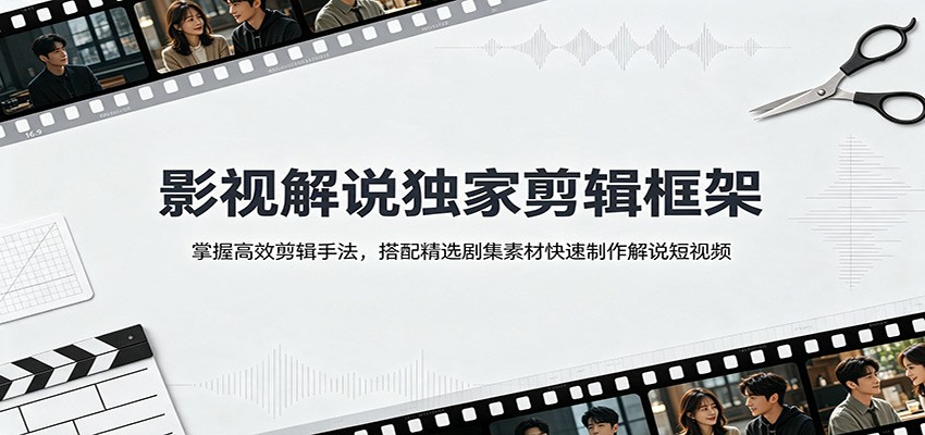 影视解说独家剪辑框架：掌握高效剪辑手法，搭配精选剧集素材快速制作解说短视频-源创文化-无心创作