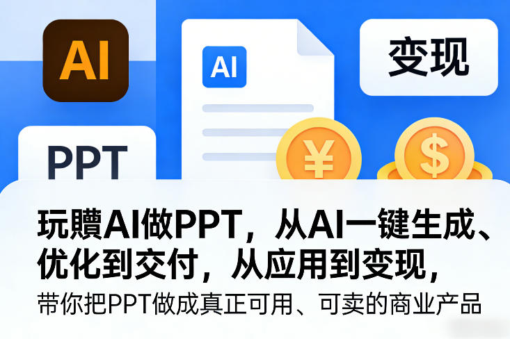 玩賺AI做PPT，从AI一键生成、优化到交付，从应用到变现，带你把PPT做成真正可用、可卖的商业产品(更新0401)-源创文化-无心创作