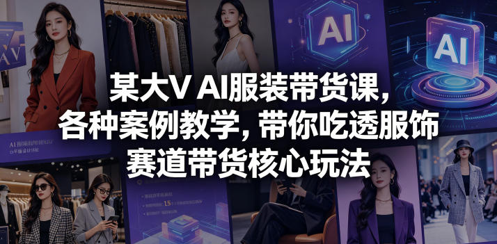 某大V AI服装带货课，各种案例教学，带你吃透服饰赛道带货核心玩法-源创文化-无心创作