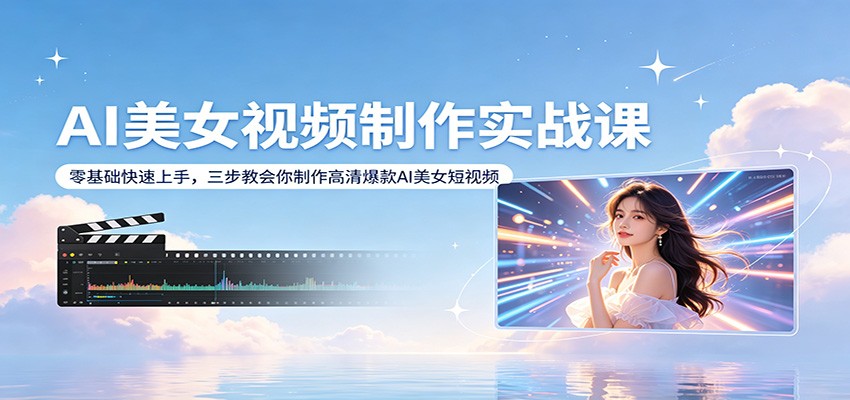 AI美女视频制作实战课：零基础快速上手，三步教会你制作高清爆款AI美女短视频-源创文化-无心创作