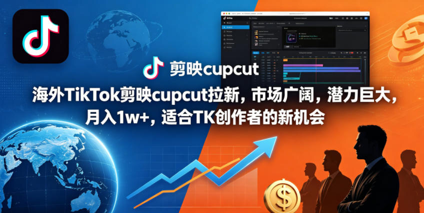 海外TikTok剪映cupcut拉新,市场广阔,潜力巨大,月入1w+,适合TK创作者的新机会-源创文化-无心创作