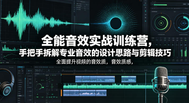 全能音效实战训练营，手把手拆解专业音效的设计思路与剪辑技巧，全面提升视频的音效质感-源创文化-无心创作