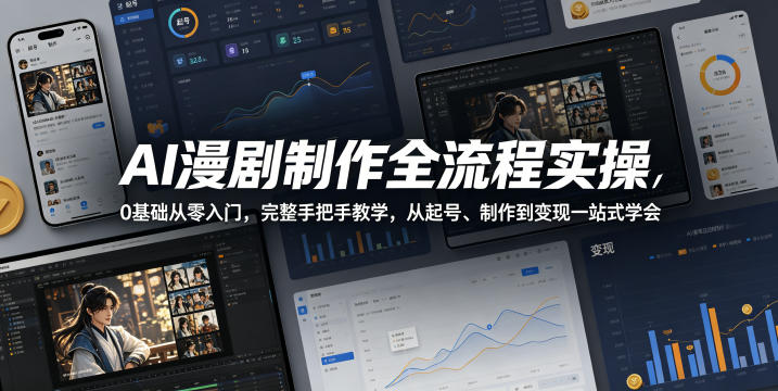 AI漫剧制作全流程实操，0基础从零入门，完整手把手教学，从起号、制作到变现一站式学会-源创文化-无心创作