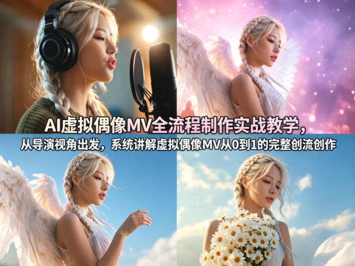 AI虚拟偶像MV全流程制作实战教学，从导演视角出发，系统讲解虚拟偶像MV从0到1的完整创作流程-源创文化-无心创作