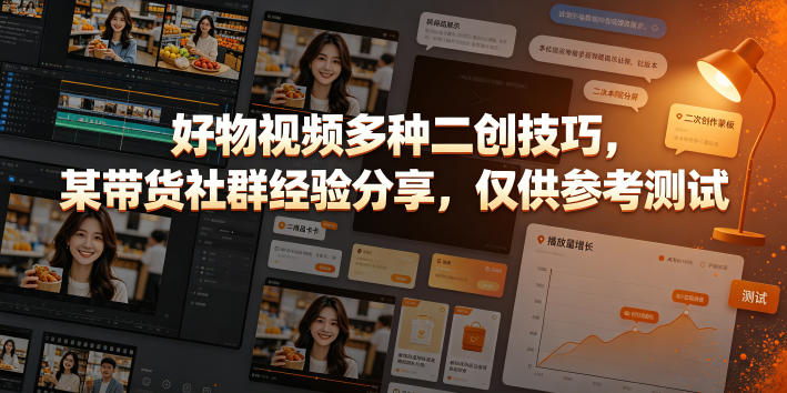 好物视频多种二创技巧，某带货社群经验分享，仅供参考测试-源创文化-无心创作
