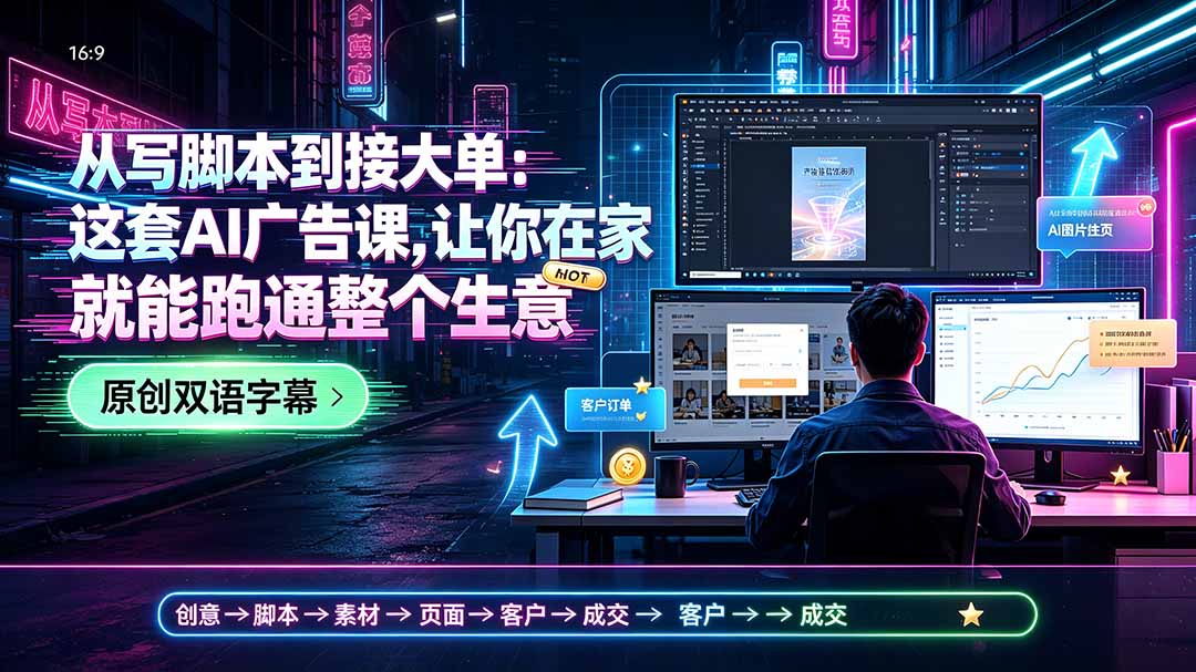 从写脚本到接大单：这套AI广告课，让你在家就能跑通整个生意【原创双语字幕】-源创文化-无心创作