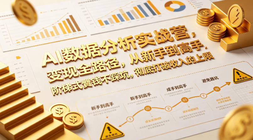 AI数据分析实战营，变现全路径，从新手到高手，阶梯式賺钱不踩坑，彻底打破收入的上限-源创文化-无心创作