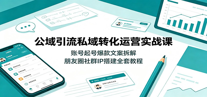 公域引流私域转化运营实战课：账号起号爆款文案拆解，朋友圈社群IP搭建全套教程-源创文化-无心创作