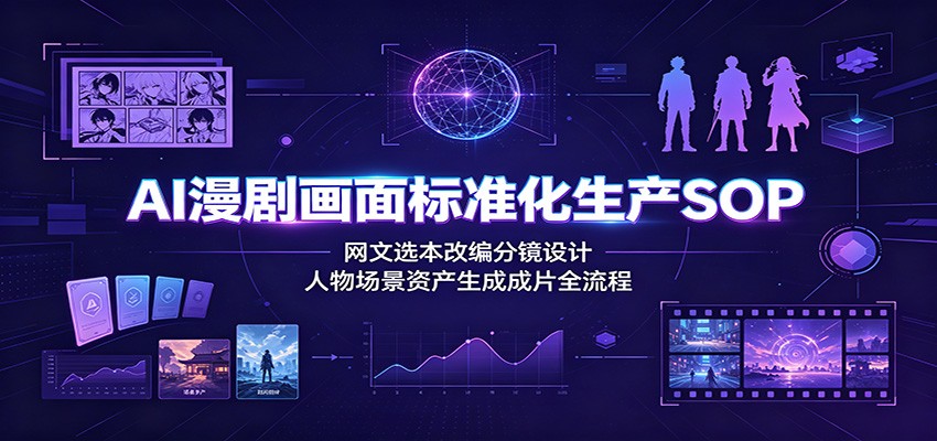 AI漫剧画面标准化生产SOP：网文选本改编分镜设计，人物场景资产生成成片全流程-源创文化-无心创作