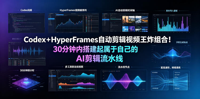 Codex＋HyperFrames自动剪辑视频王炸组合！30分钟内搭建起属于自己的AI剪辑流水线(完整版实操教程手册)-源创文化-无心创作