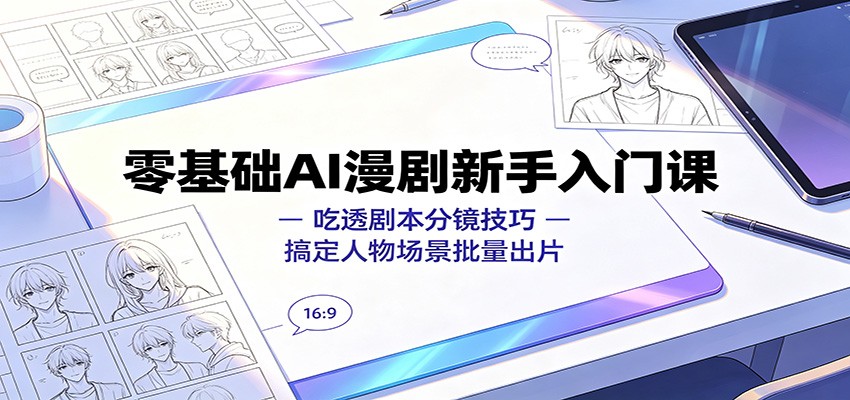 零基础AI漫剧新手入门课：吃透剧本分镜技巧，搞定人物场景批量出片-源创文化-无心创作