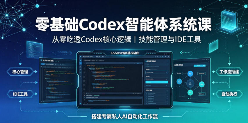 零基础Codex智能体系统课｜从零吃透Codex核心逻辑、技能管理与IDE工具，搭建专属私人AI自动化工作流-源创文化-无心创作