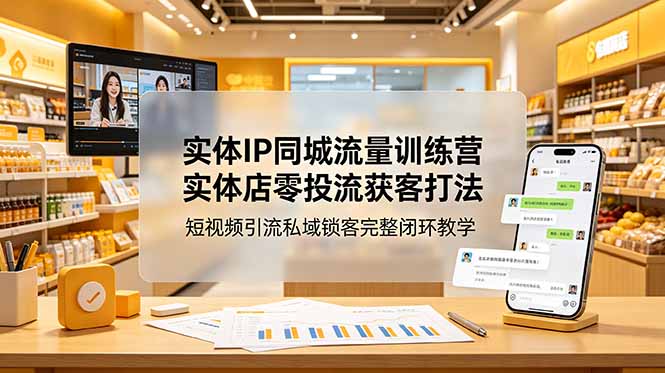 实体IP同城流量训练营:实体店零投流获客打法,短视频引流私域锁客完整闭环教学-源创文化-无心创作