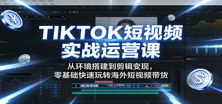 TIKTOK短视频实战运营课：从环境搭建到剪辑变现，零基础快速玩转海外短视频带货-源创文化-无心创作