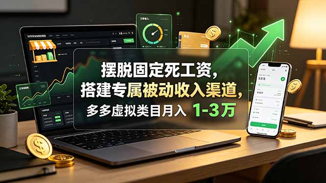 摆脱固定死工资，搭建专属被动收入渠道，多多虚拟类目月入 1-3 万-源创文化-无心创作