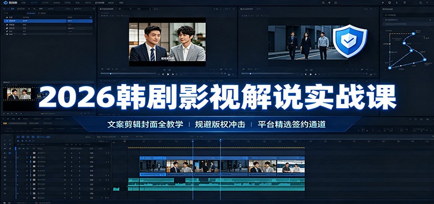 2026韩剧影视解说实战课:文案剪辑封面全教学,规避版权冲击平台精选签约通道-源创文化-无心创作