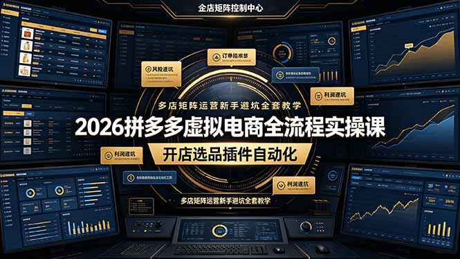 2026拼多多虚拟电商全流程实操课，开店选品插件自动化，多店矩阵运营新手避坑全套教学-源创文化-无心创作