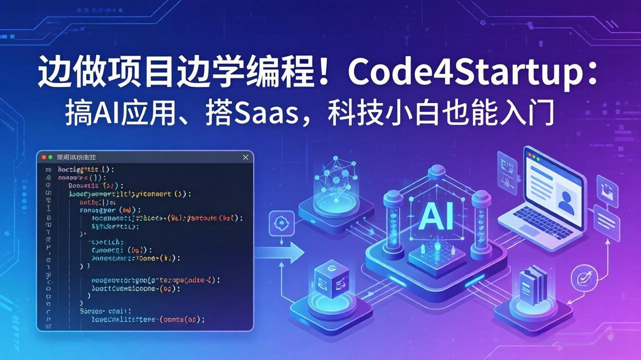 边做项目边学编程！Code4Startup：搞 AI 应用、搭 SaaS，科技小白也能入门-源创文化-无心创作