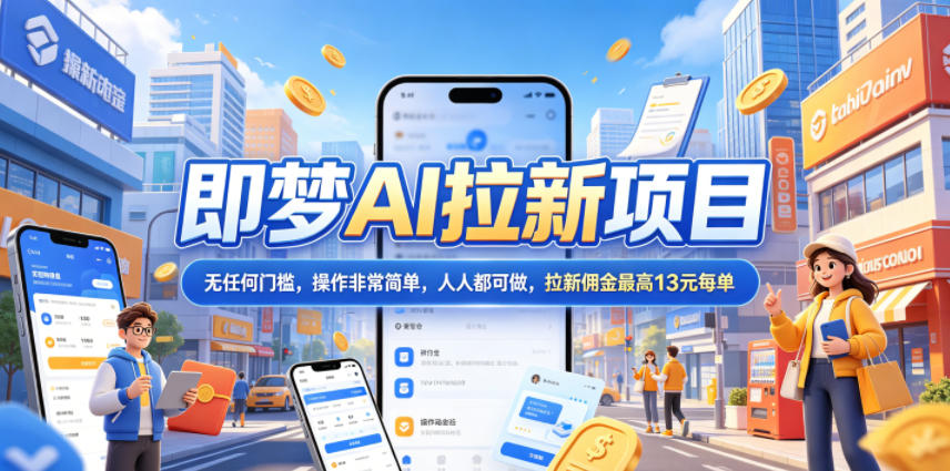 2026年即梦AI拉新项目最新玩法，无任何门槛，操作非常简单，人人都可做，拉新佣金最高13元每单-源创文化-无心创作