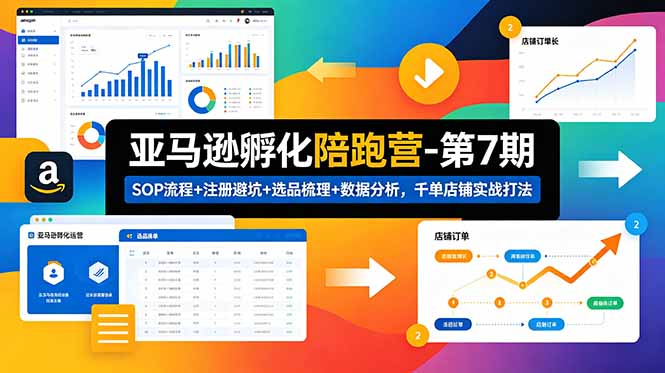 亚马逊孵化陪跑营-第7期：SOP流程+注册避坑+选品梳理+数据分析，千单店铺实战打法(更新0625-源创文化-无心创作