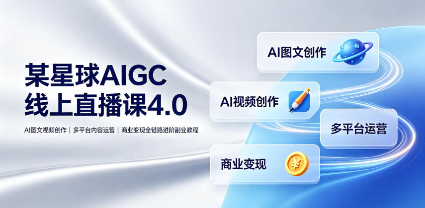 某星球AIGC线上直播课4.0｜AI图文视频创作、多平台内容运营、商业变现全链路进阶副业教程-源创文化-无心创作