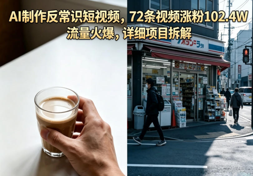 AI制作反常识短视频，72条视频涨粉102.4W，流量火爆，详细项目拆解-源创文化-无心创作